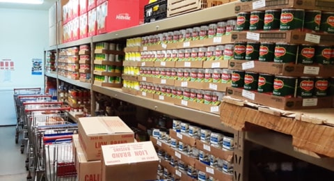 stocked pantry shelves